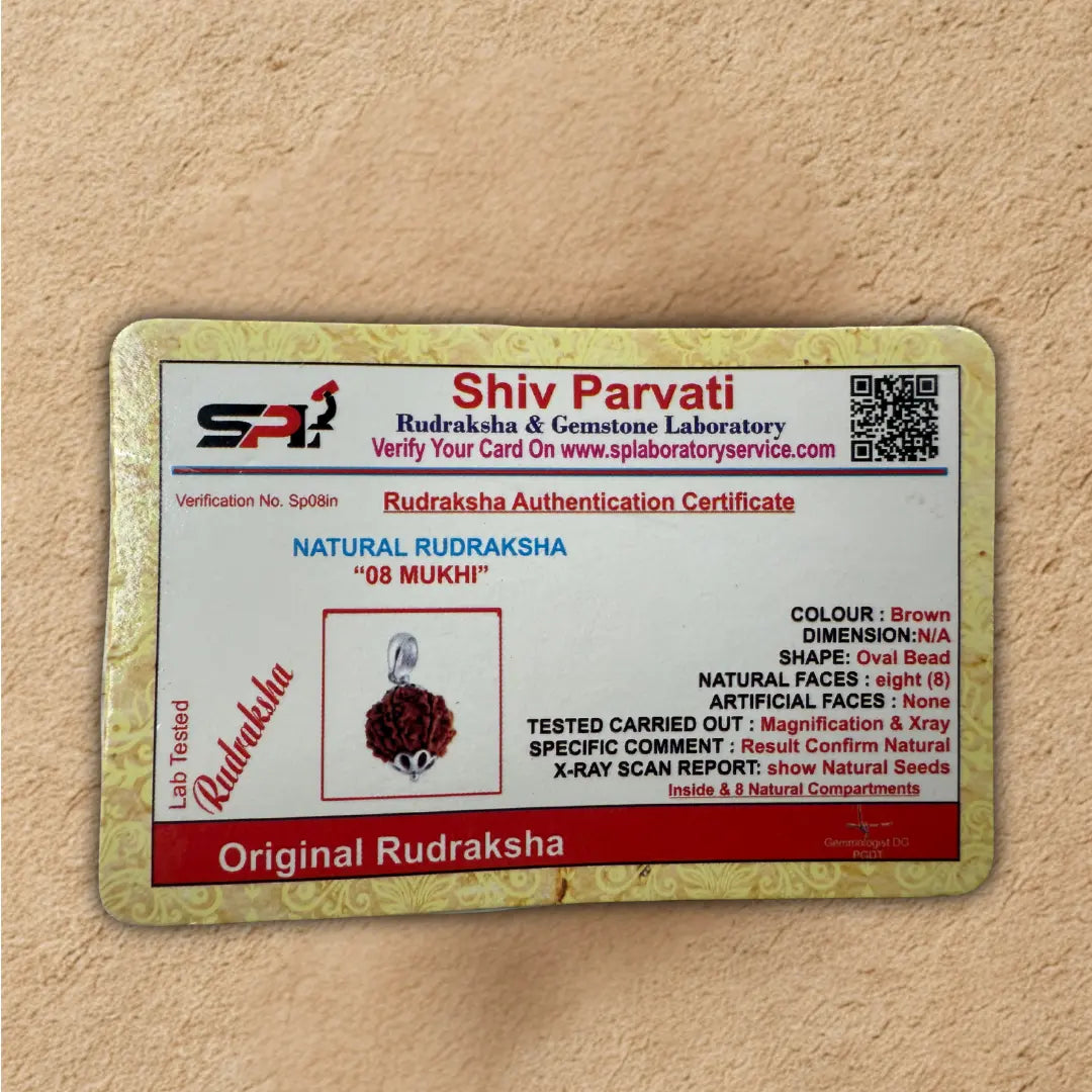 Shiv Parvati Rudraksha Authentication Certificate on a beige background