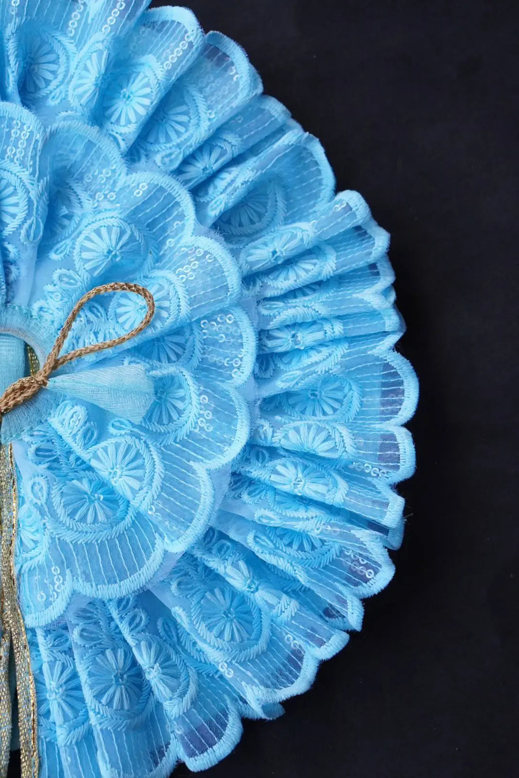 Laddu Gopal Poshak with Pagdi | Sky Blue Lace Frill Dress (Elegant & Comfortable) Dharmik