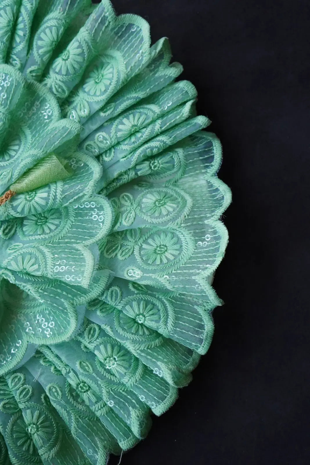 Laddu Gopal Poshak with Pagdi | Sea Green Lace Frill Dress (Elegant & Comfortable) Dharmik