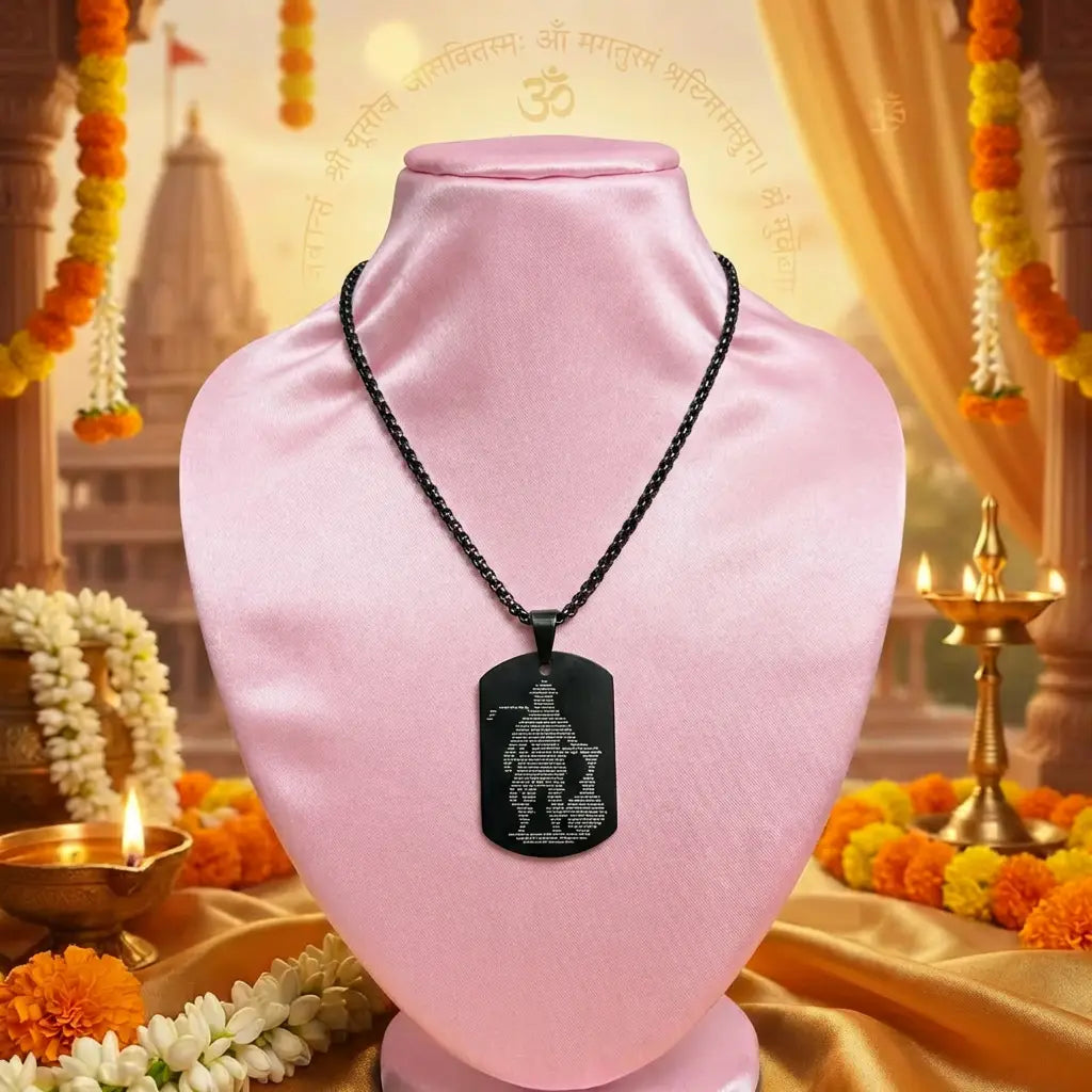 Oxidized Black Hanuman Ji Engraved Pendant Dharmik