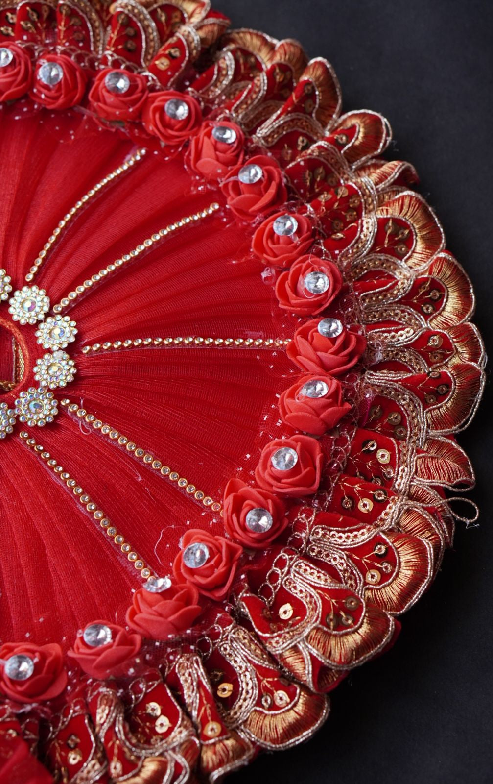 Laddu Gopal Poshak with Pagdi | Heavy Lace Dress (Dark Red) Dharmik