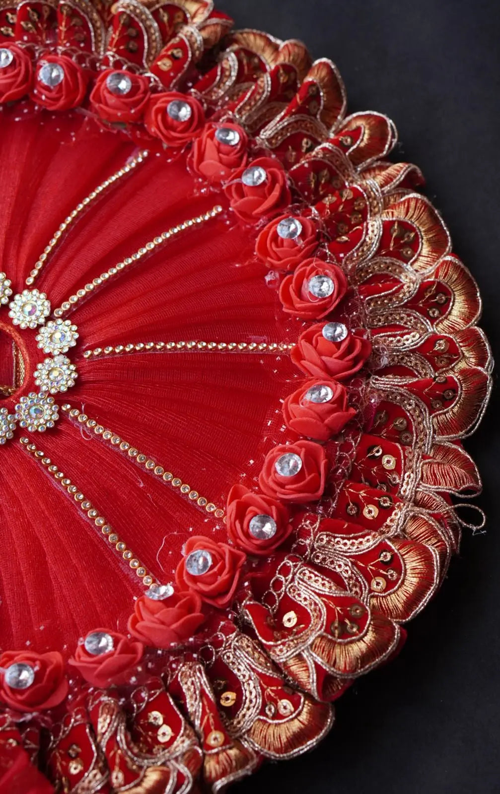 Laddu Gopal Poshak with Pagdi | Heavy Lace Dress (Dark Red) Dharmik