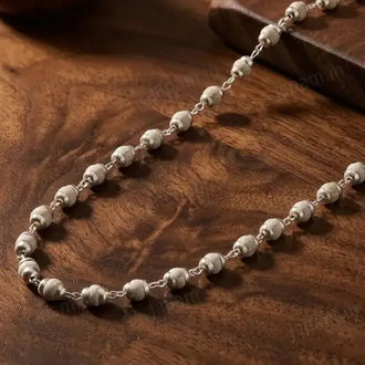 Silver-Plated Tulsi Mala – 54 Beads, 6 mm, Peace & Protection