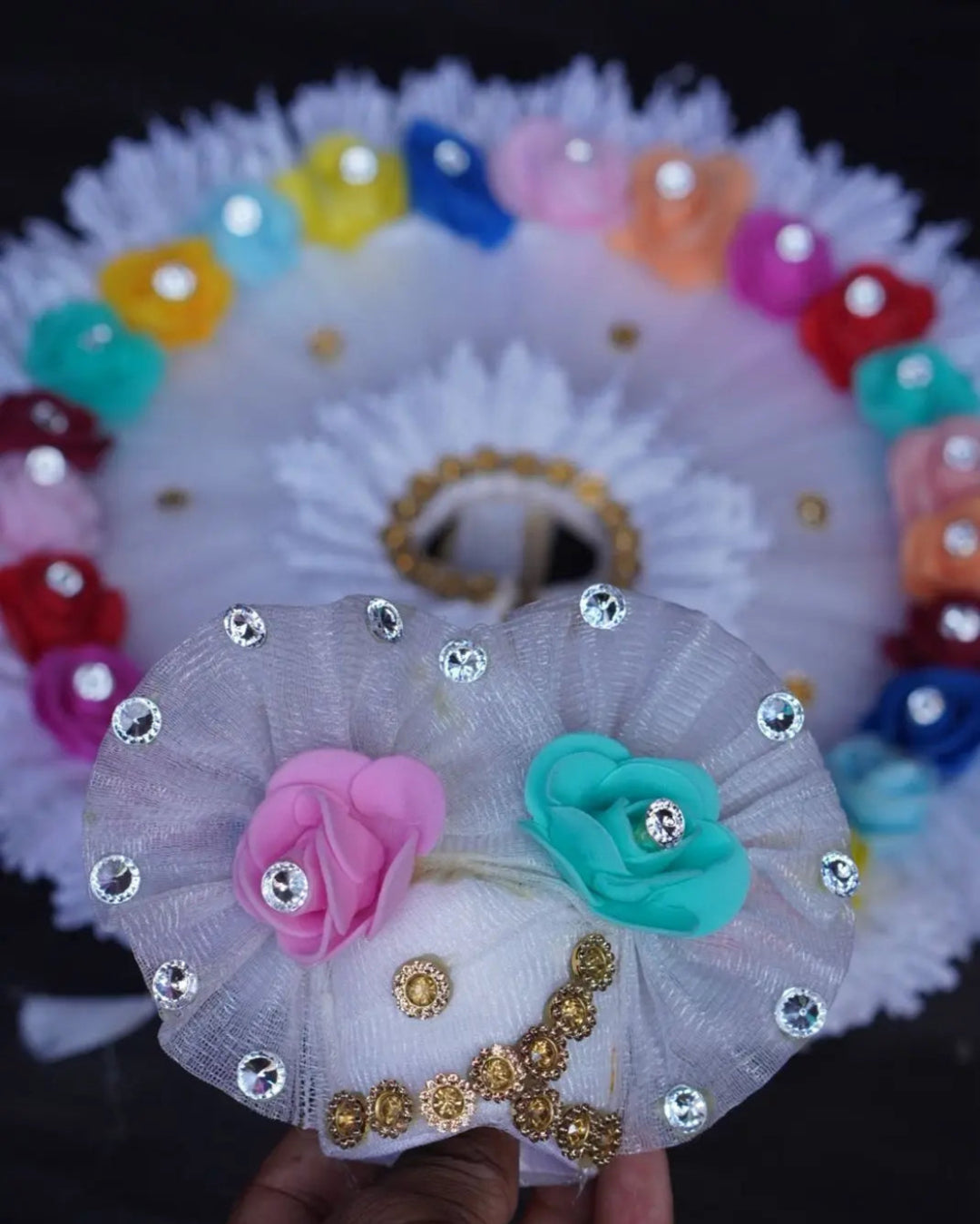 Laddu Gopal Poshak with Pagdi & Bansuri | Floral Design Dress