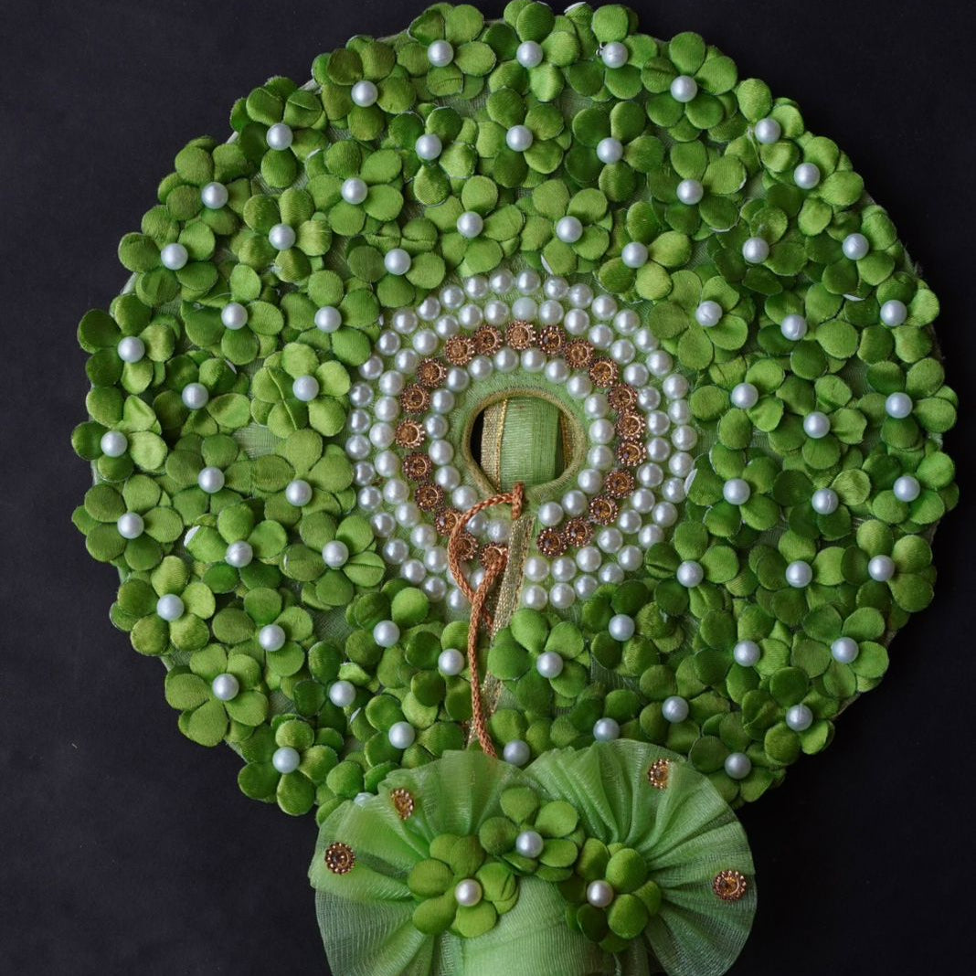 Laddu Gopal Poshak with Pagdi | Green Pearls Dress (Green, Pearl Embellishment Design)