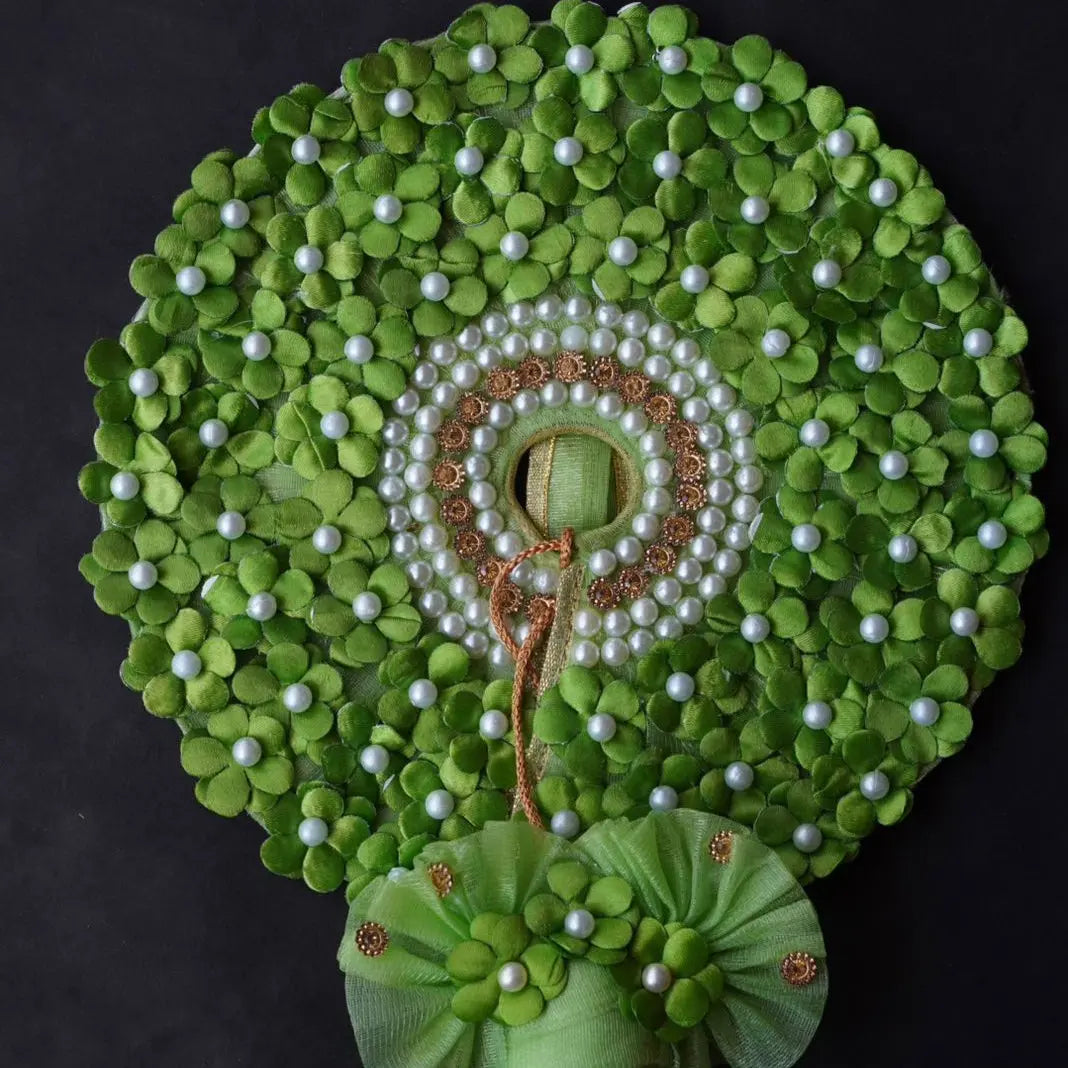 Laddu Gopal Poshak with Pagdi | Green Pearls Dress (Green, Pearl Embellishment Design) Dharmik