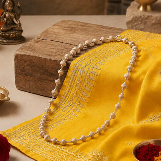 Pure 92.5 Silver Tulsi Mala with 54 natural Tulsi beads from Vrindavan