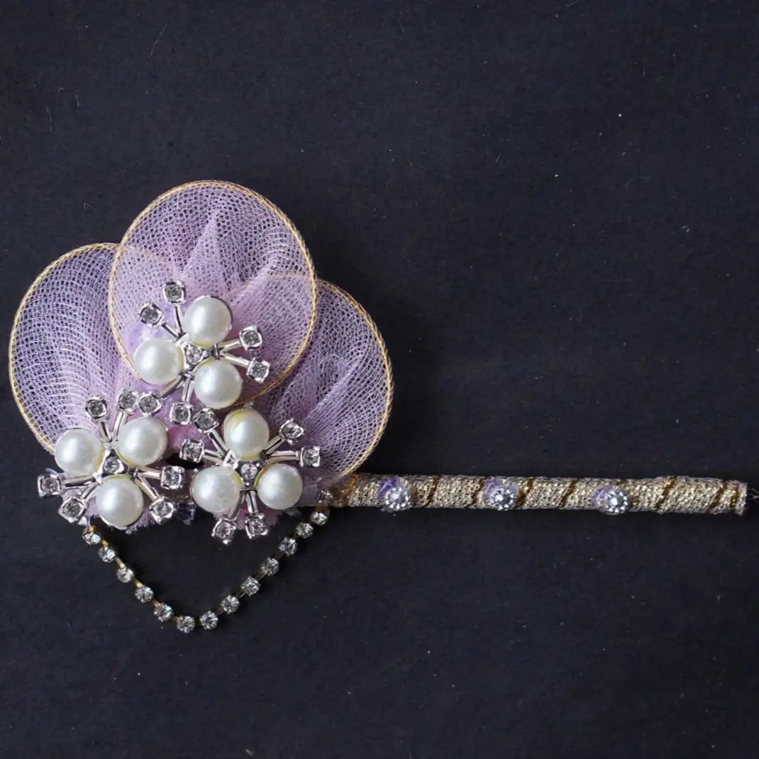 Laddu Gopal Poshak with Murli + Pagdi | White with Pink Flower Sharad Purnima Dress Dharmik