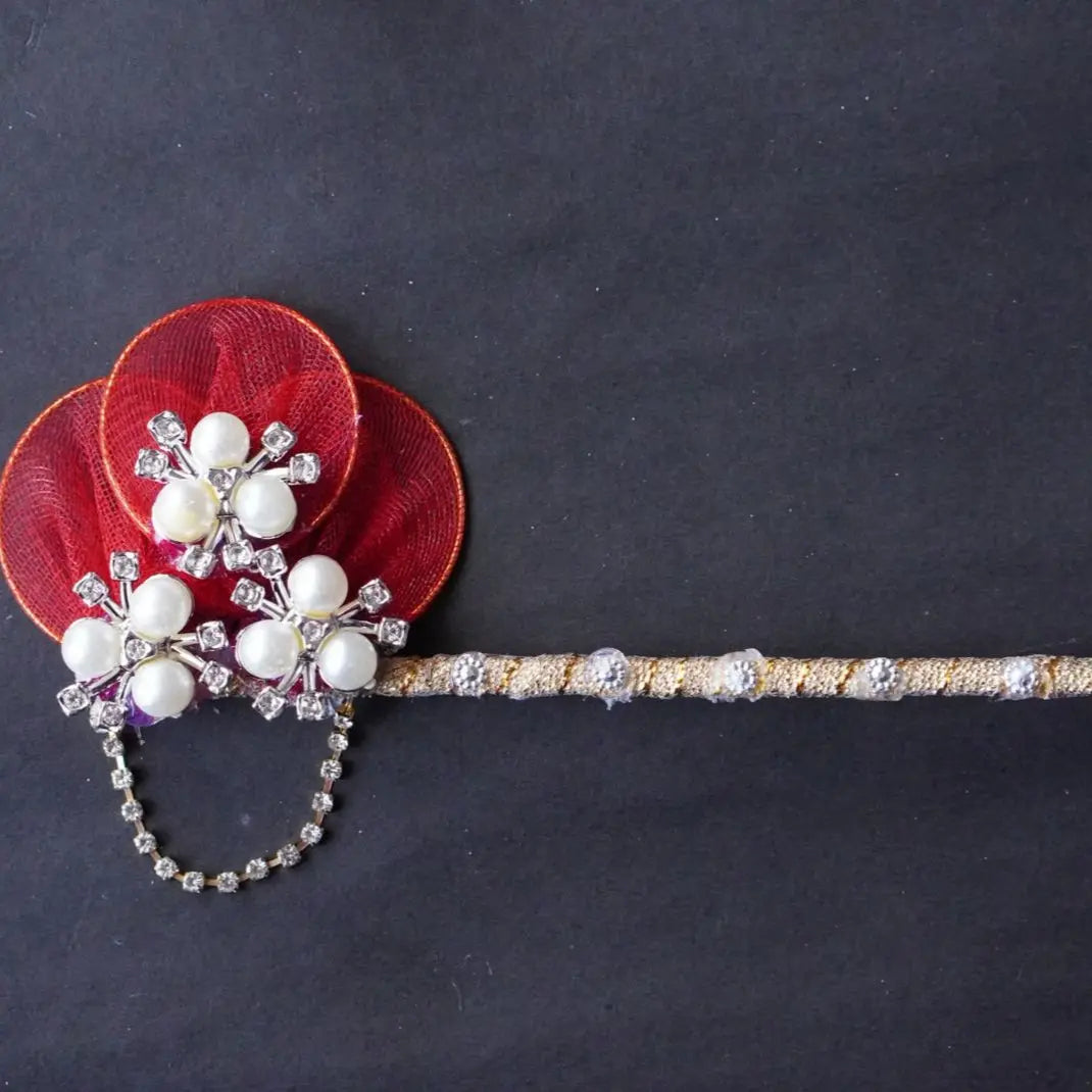 Laddu Gopal Poshak with Murli Pagdi | White with Red Flower Sharad Purnima Dress Dharmik