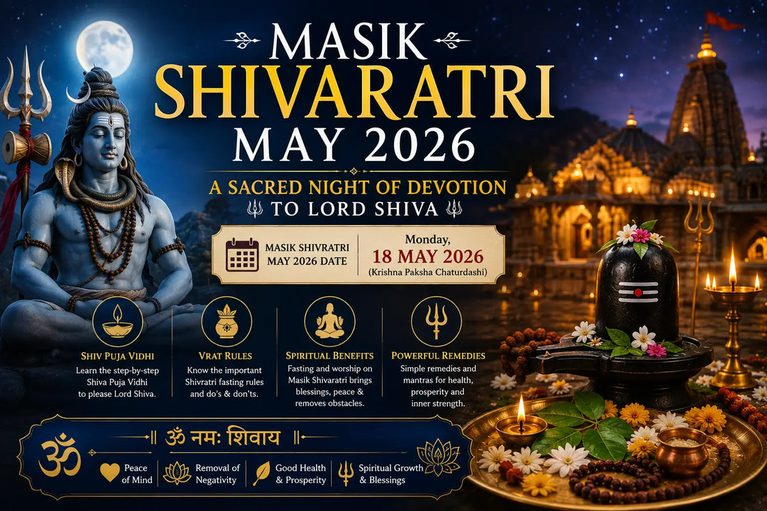 Lord Shiva meditating under moonlight with Shivling, temple, diya, and spiritual elements representing Masik Shivaratri May 2026, Shiva Puja Vidhi, vrat rules, and divine blessings.