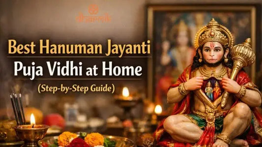 Hanuman Jayanti puja at home altar with diya, flowers, and Hanuman idol