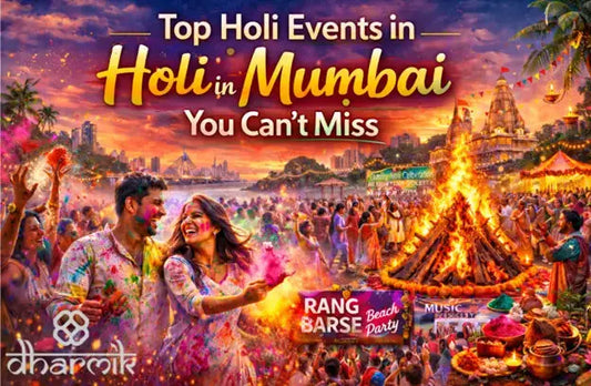 People celebrating Holi in Mumbai with colors, bonfire rituals, and festive beachside Holi events.