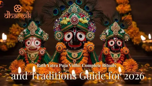 Home altar setup for Rath Yatra puja vidhi with Jagannath idols and pooja samagri