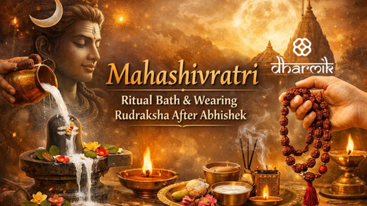 Mahashivratri ritual bath, Shiva abhishek, and wearing Rudraksha after abhishek as part of traditional Shiva puja rituals.