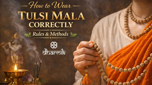 Tulsi mala worn around the neck following traditional spiritual rules  How to wear tulsi mala correctly for daily spiritual practice  Sacred tulsi mala beads symbolizing devotion and purity