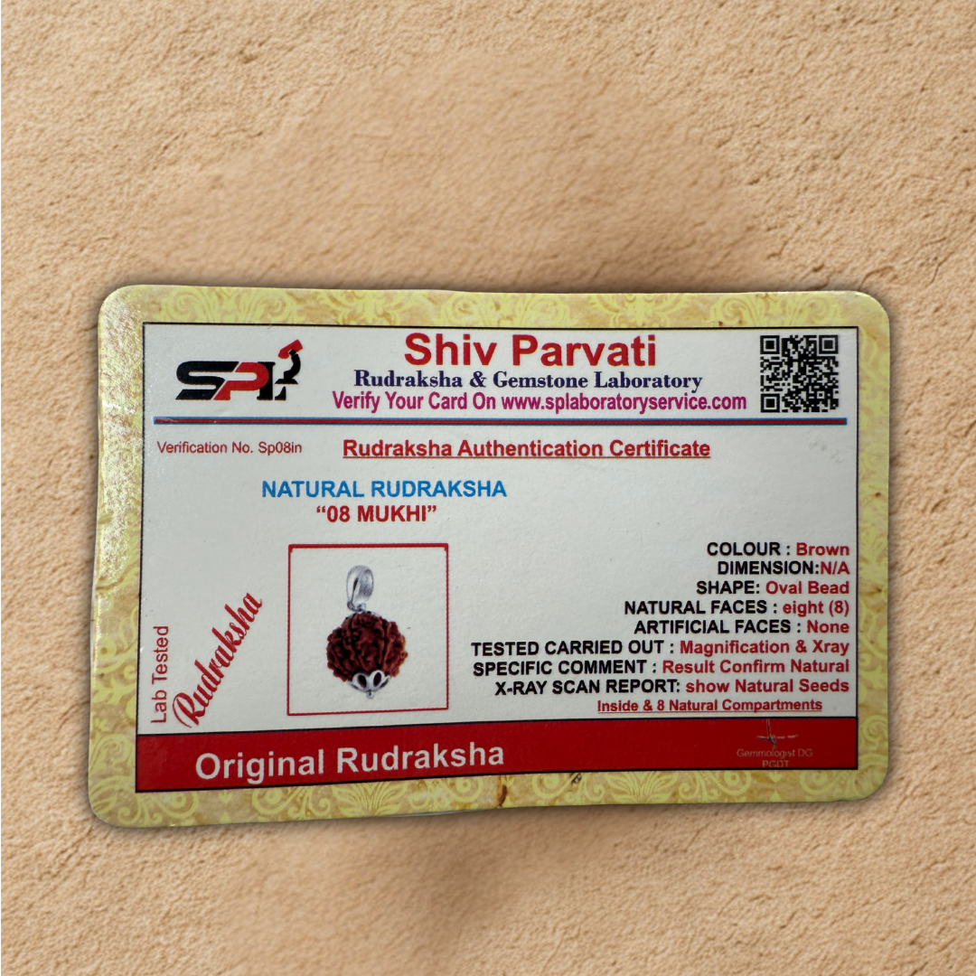 Shiv Parvati Rudraksha Authentication Certificate on a beige background
