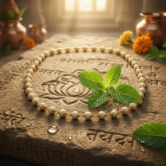 Gold-Plated Tulsi Mala – 60 Beads, 5-6 mm, Peace & Protection