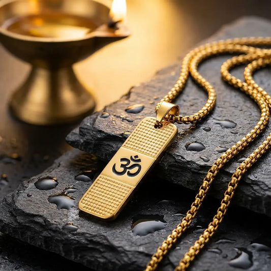 Gold Plated Om Pendant With Chain