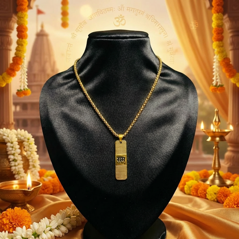 Gold Plated Ram Pendant With Chain Dharmik
