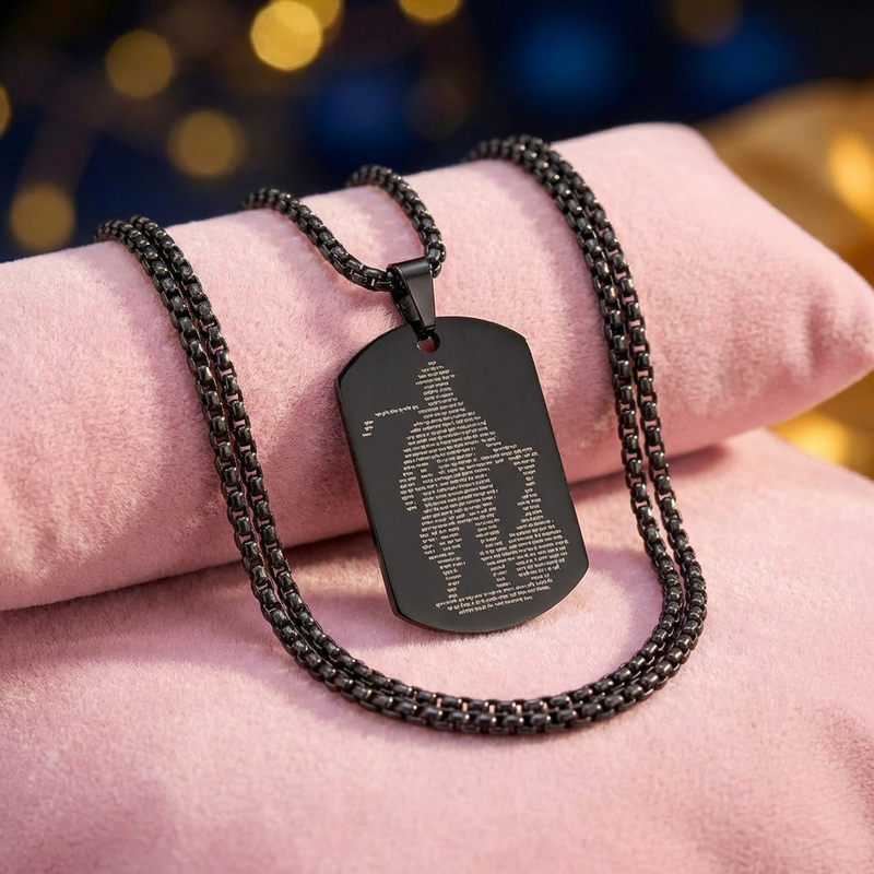 Oxidized Black Hanuman Ji Engraved Pendant Dharmik