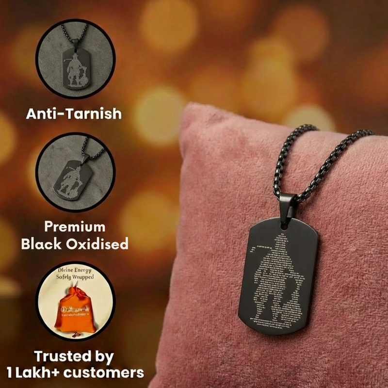 Oxidized Black Hanuman Ji Engraved Pendant Dharmik