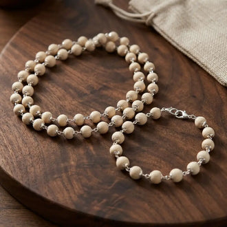Silver Plated Tulsi Combo (Mala & Bracelet) – 54+17 Beads, 10 mm, Peace & Protection