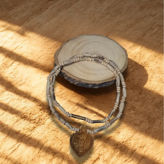 Handcrafted Radha Naam Tulsi Mala with Heart Pendant – Spiritual Beads for Meditation, Prayer & Devotion