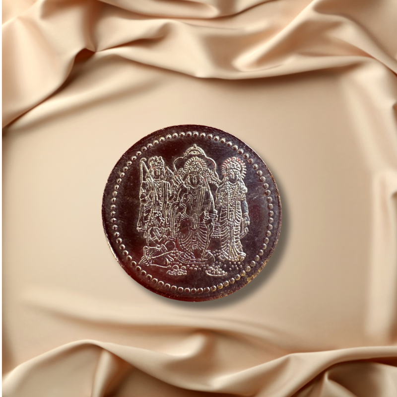 Ram Amrit Silver Coin - Gold Plated (Blessed in Ayodhya) Dharmik