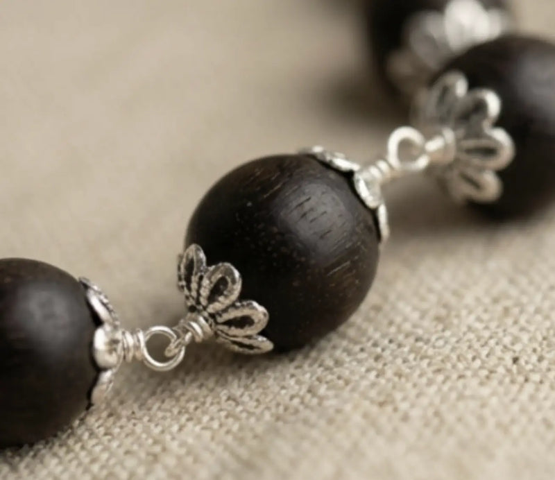 Premium Karungali Combo – Silver-Plated Mala & Bracelet Dharmik