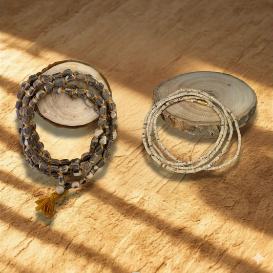 Original Tulsi Combo – Small Bead Tulsi Kanthi Mala & 108 Tulsi Bead Japa Mala Dharmik