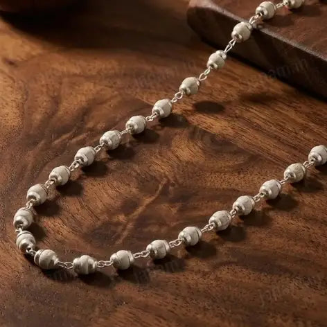 Silver-Plated Tulsi Mala – 54 Beads, 6 mm, Peace & Protection