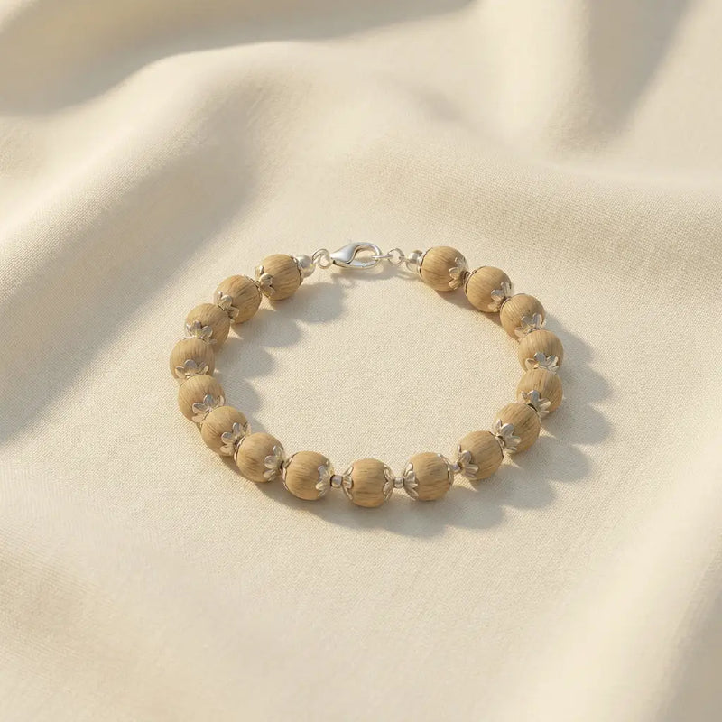 silver plated tulsi mala bracelet 17 beads 10mm