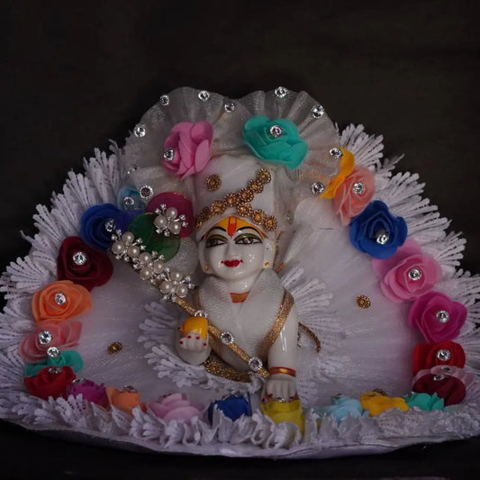 Laddu Gopal Poshak with Pagdi & Bansuri | Floral Design Dress