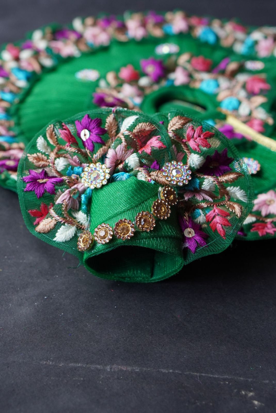 Laddu Gopal Poshak with Pagdi  | Heavy Lace Dress (Dark Green) Dharmik