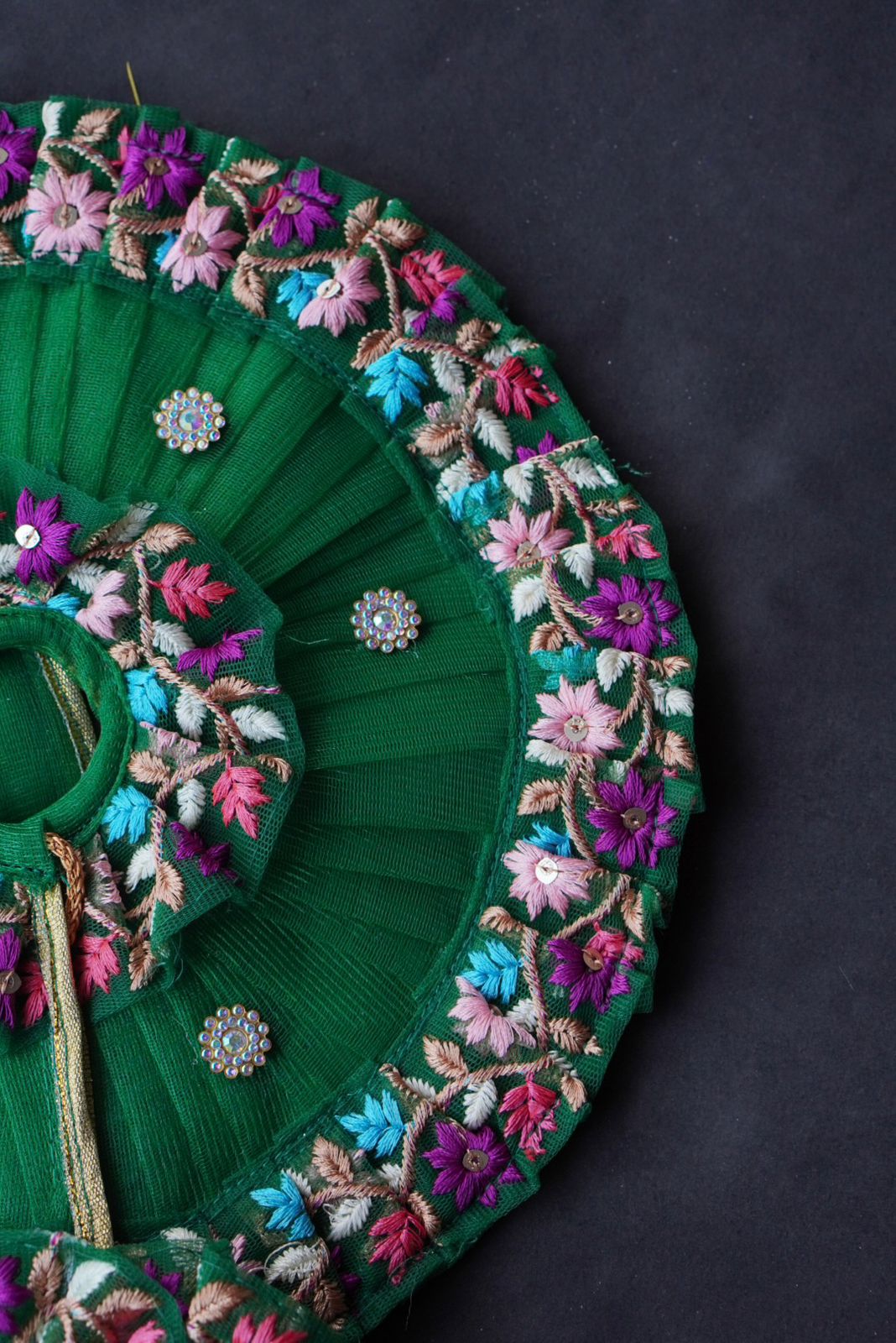Laddu Gopal Poshak with Pagdi  | Heavy Lace Dress (Dark Green) Dharmik