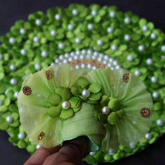 Laddu Gopal Poshak with Pagdi | Green Pearls Dress (Green, Pearl Embellishment Design)
