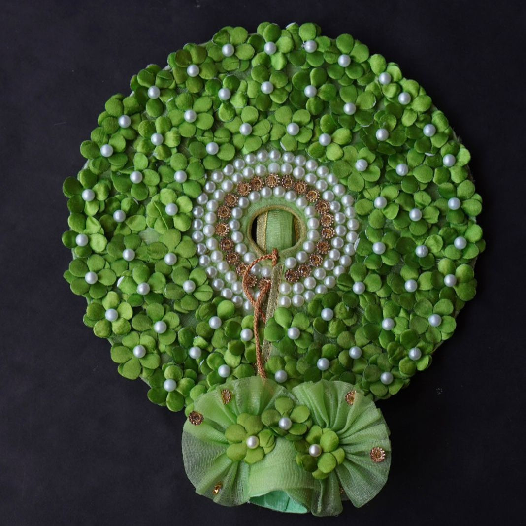 Laddu Gopal Poshak with Pagdi | Green Pearls Dress (Green, Pearl Embellishment Design)