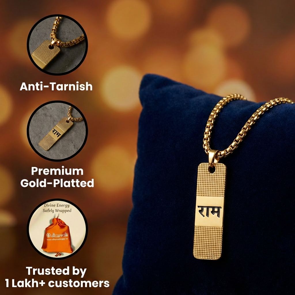 Gold Plated Ram Pendant With Chain Dharmik