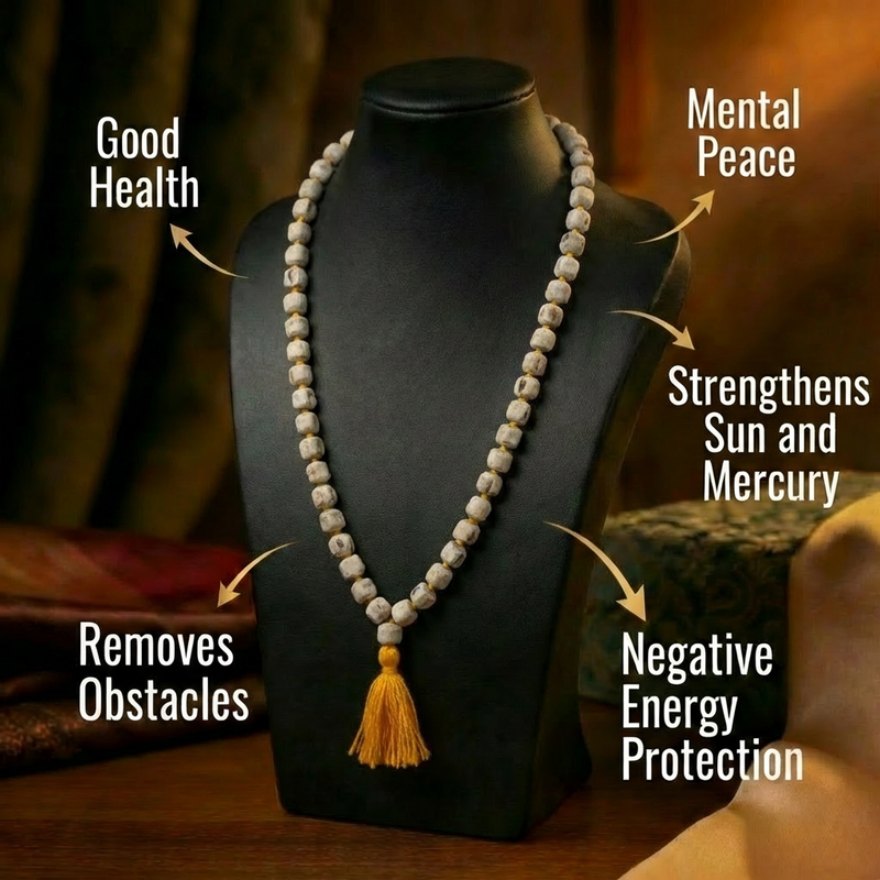 Original Tulsi Japa Mala – 108+1 Beads, 10 mm, Deep Meditation Dharmik
