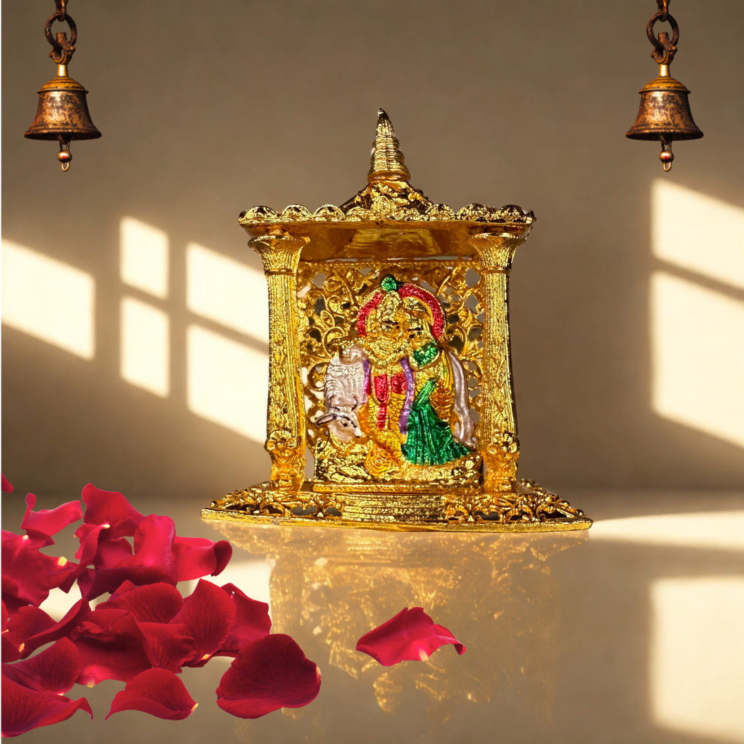 Krishna Murti – Gold-Plated Lord Krishna Idol (Blessed in Vrindavan) Dharmik