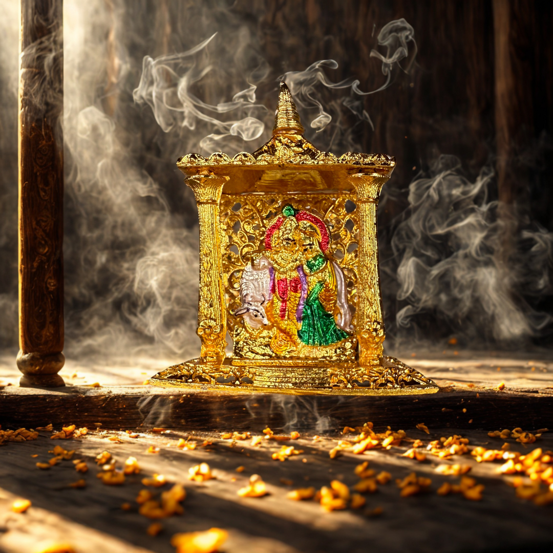 Krishna Murti – Gold-Plated Lord Krishna Idol (Blessed in Vrindavan) Dharmik