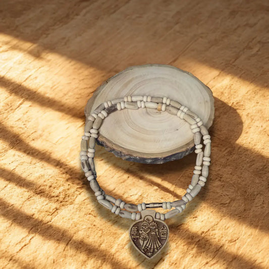 Tulsi Kanthi Mala with Radha-Krishna Heart Pendant – Original Tulsi Beads for Devotional Wear