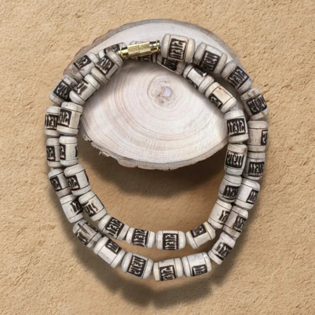 Original Tulsi Kanthi Mala 8mm worn as necklace — big beads_Radha_name_ daily bhakti wear