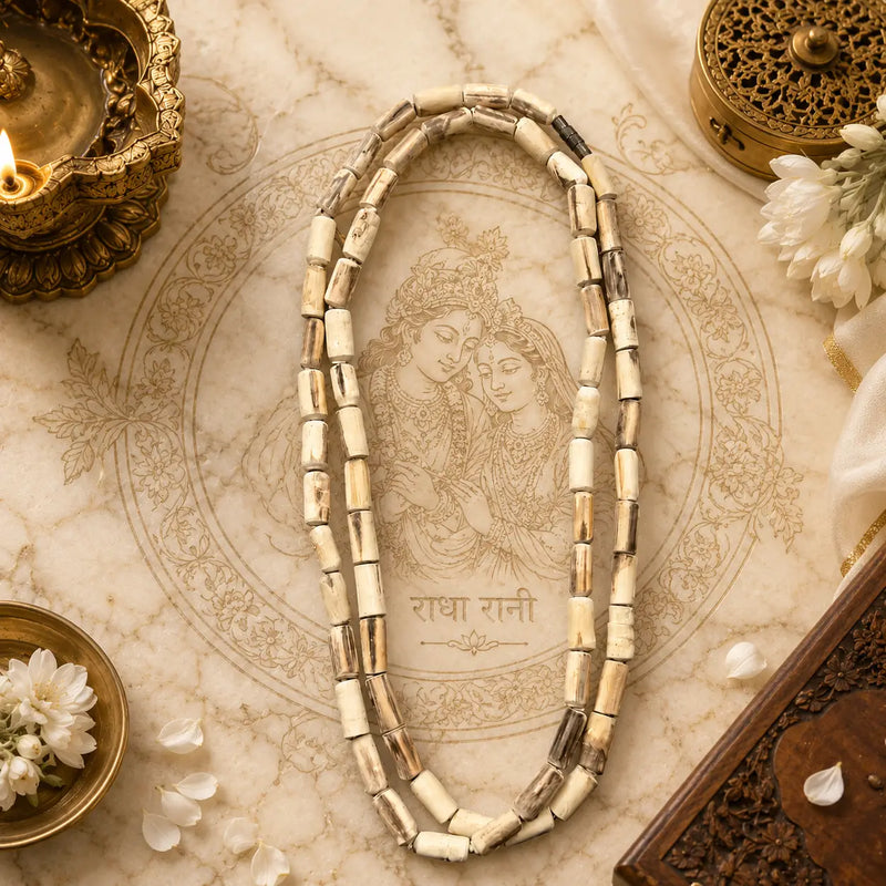 Original Radha Madhav Tulsi Kanthi Mala double round 10 mm  Tulsi wood necklace