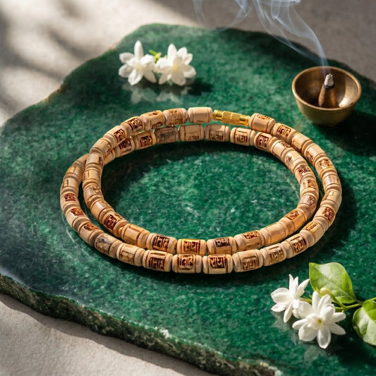 Original Radha Name Tulsi Kanthi Mala (Big Beads) – Single Round, 8 mm, Daily Bhakti