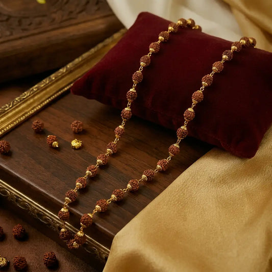 Original 5 Mukhi Rudraksha Mala – 33 Beads, 8 mm, Blessed in Kashi
