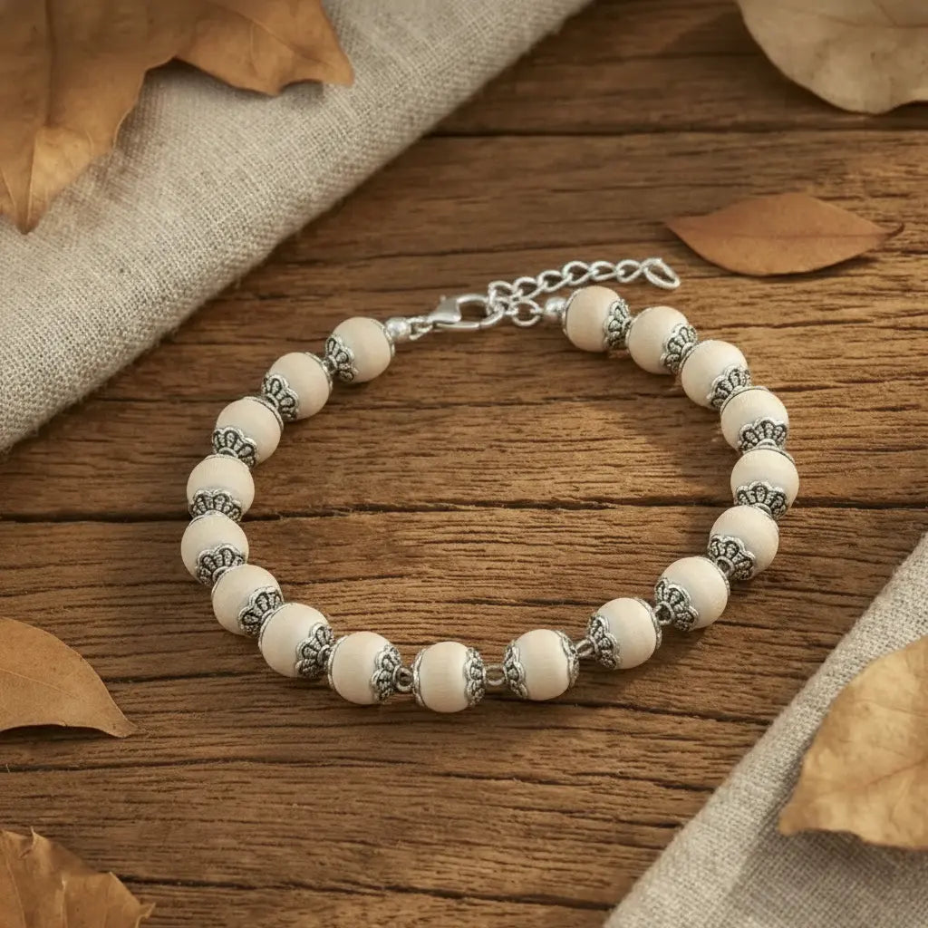 Premium Silver Tulsi Combo – Silver-Plated Mala & Bracelet (New Launch) Dharmik