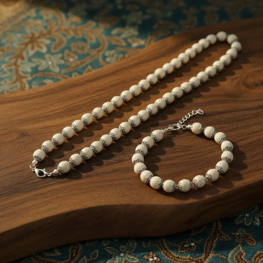 Premium Silver Tulsi Combo – Silver-Plated Mala & Bracelet (New Launch) Dharmik