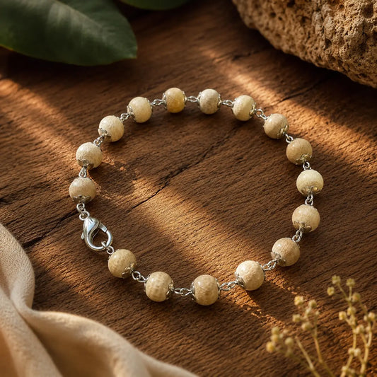 Silver Plated Tulsi Bracelet – 17 Beads, 10 mm, Daily Protection