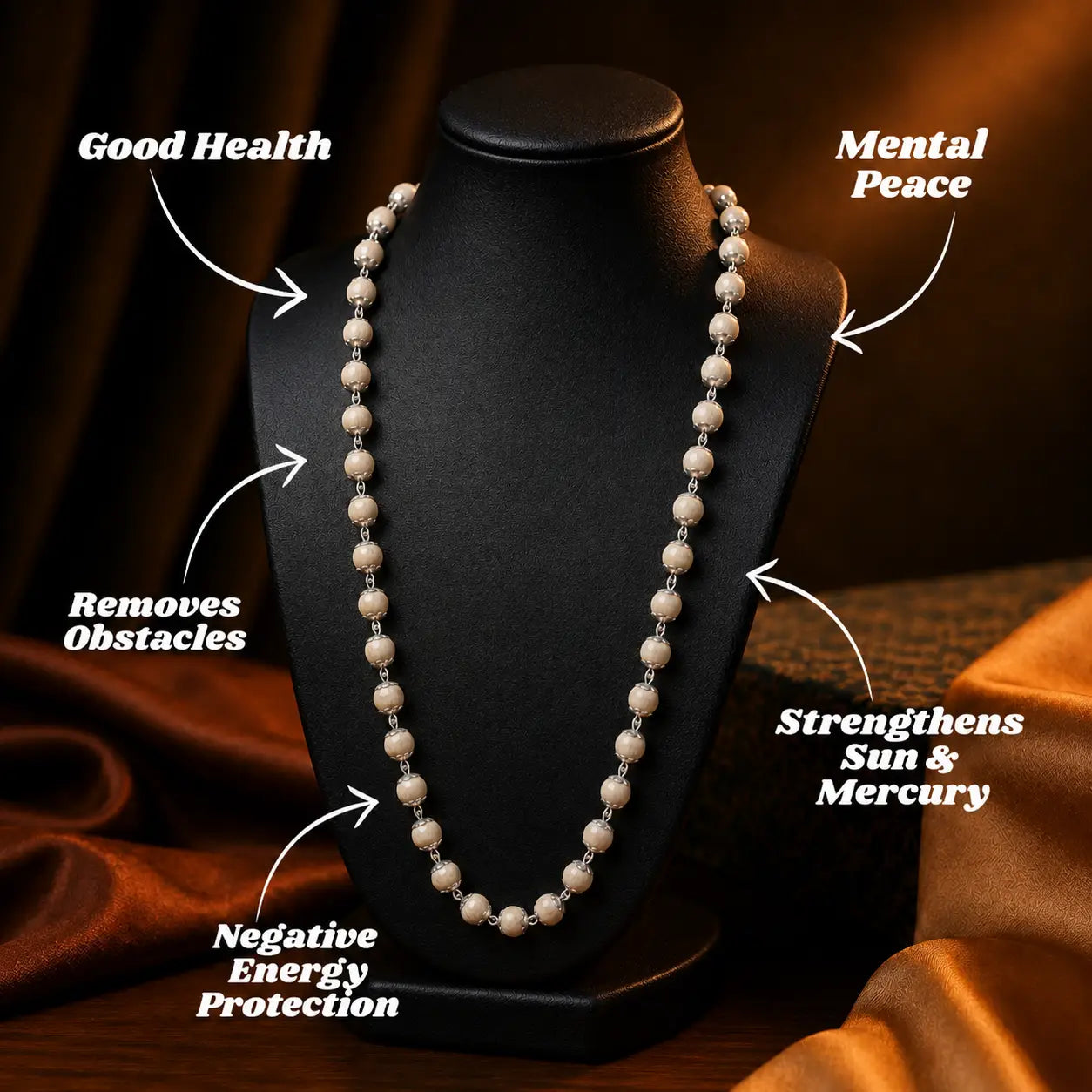 Original Silver-Plated Tulsi Mala – 54 Beads, 10 mm, Peace & Protection